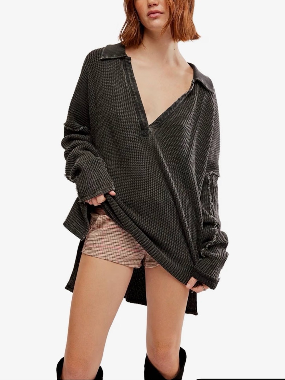 Free People We The Free Travis Polo Oversized Waffle Knit XL